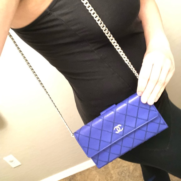 Chanel cobalt purple blue wallet (converted to WOC) - Picture 14 of 15